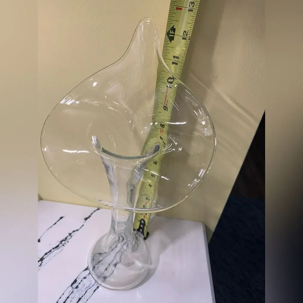 Vintage Jack in the Pulpit Blown Clear Glass Accent Bud Vase with Unique Design